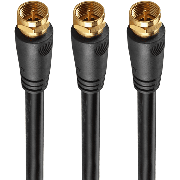 Coaxial Cable 3-Pack RG6 Coax Dual Shielded with Weatherproof F Type Connector Indoor Outdoor for Satellite Dish Cable TV Antenna – 3 ft 6 ft 10 ft