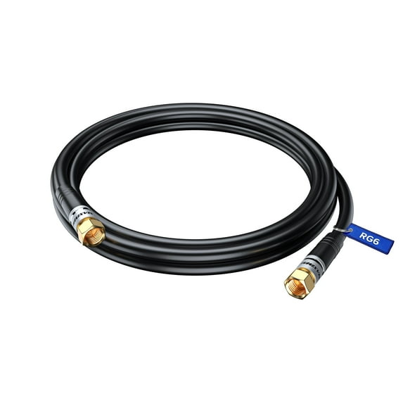 Coaxial Cable RG6, 6 ft, F-Type Connector CL3 Triple Shielded Coax Cable (Black)