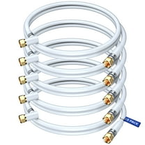 Coaxial Cable RG6, with a Right Angle 90° Connector, 3 ft, 5 Pack, Coax Cable F-Type Triple Shielded Coax Cable 3 Feet (White)