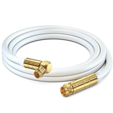 Coaxial Cable RG6, with a Right Angle 90Â° Connector, 5 ft, Coax Cable F-Type Triple Shielded Coax Cable 5 Feet (White)