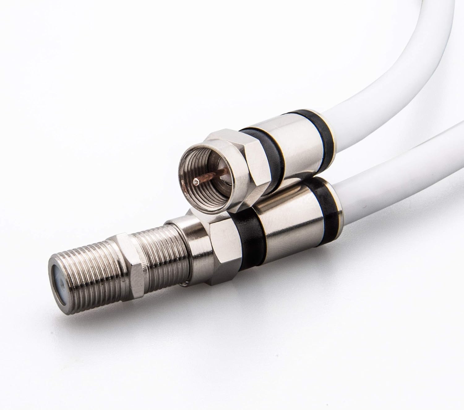Coaxial Cable Short (1.5 Feet) with RG6 Coax Cable Connector (and F
