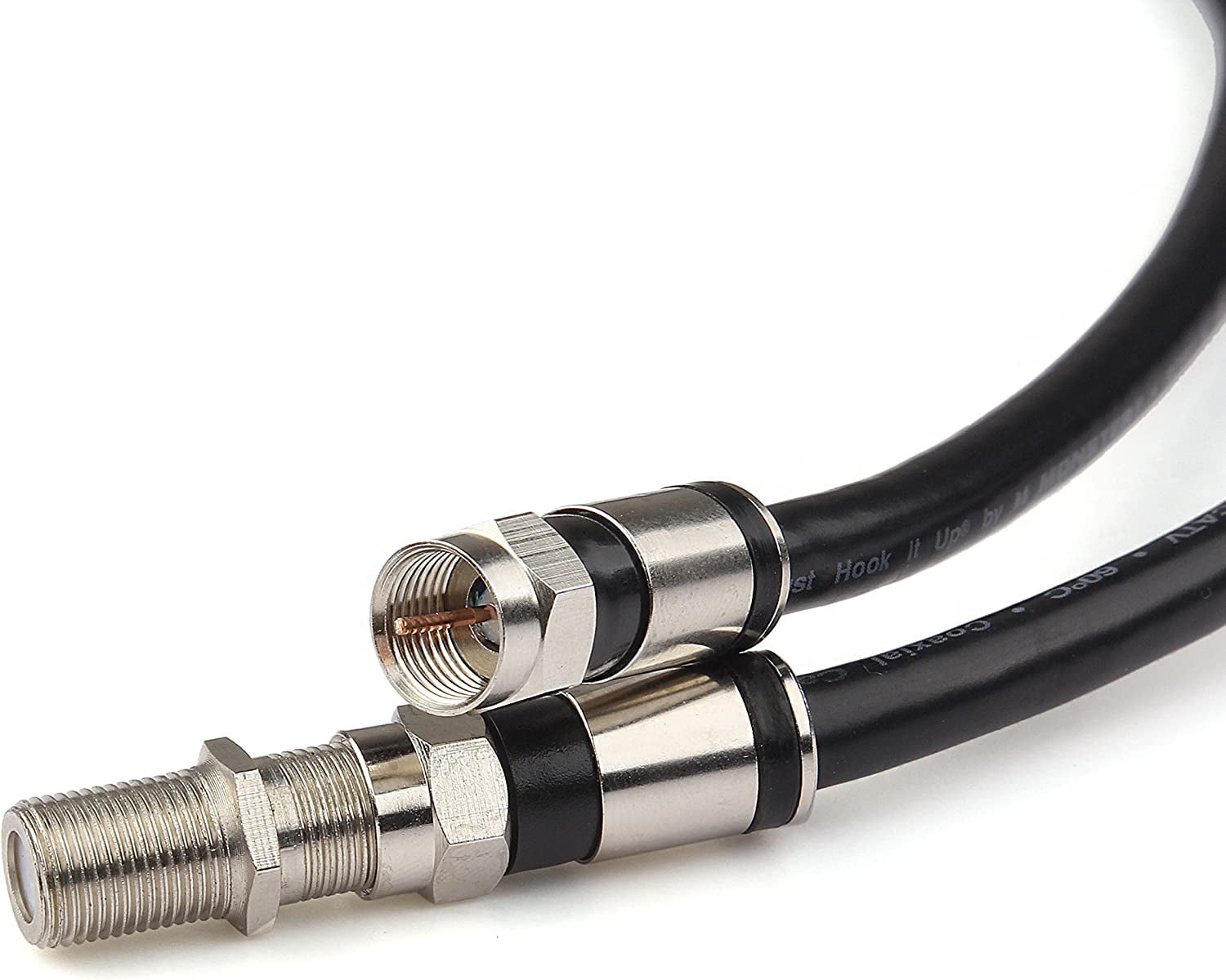 Coaxial Cable Short (1.5 Feet) with RG6 Coax Cable Connector (and F
