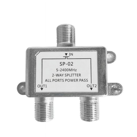 Coaxial Cable Splitter - 5-2400MHz Bi-Directional - 2 Way Satellite TV Connector