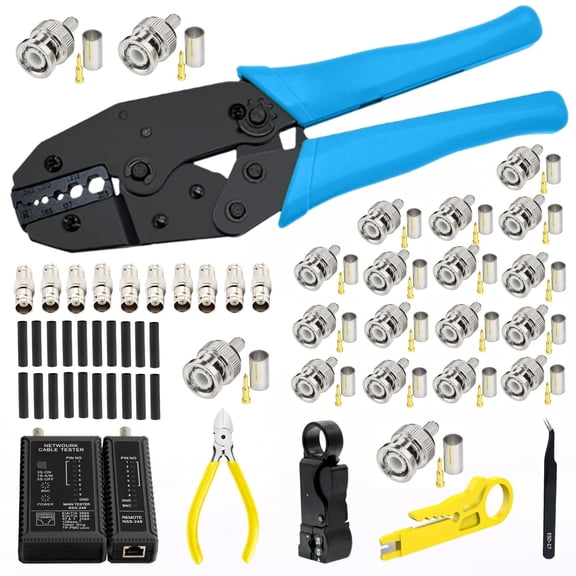 Coaxial Cable Tool Kit with Crimpers, Strippers and Tester