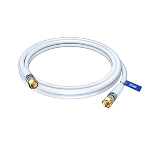 Coaxial Cable Triple Shielded CL3 in Wall-Rated (6 ft) RG6 Digital Audio Video (Coax Cable) Satellite TV, Antenna, Male F Connector Pin - 6 Feet