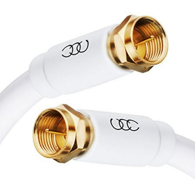 Coaxial Cable Triple Shielded CL3 in-Wall Rated Gold Plated Connectors  (20ft) RG6 Digital Audio Video with Male F Connector Pin - 20 feet