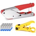 thumbnail image 1 of Coaxial cable crimping tool set, coaxial cable 6 compression tool set, with 20 type 6 connectors, coaxial cable stripping tool, 1 of 4