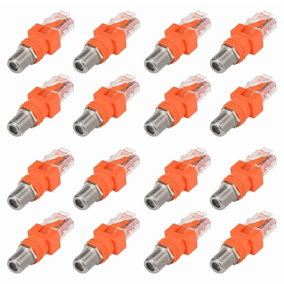 Coaxial to Ethernet Adapter, 16 Pack Coax  F Female to RJ45 Male Converter for Line Tester