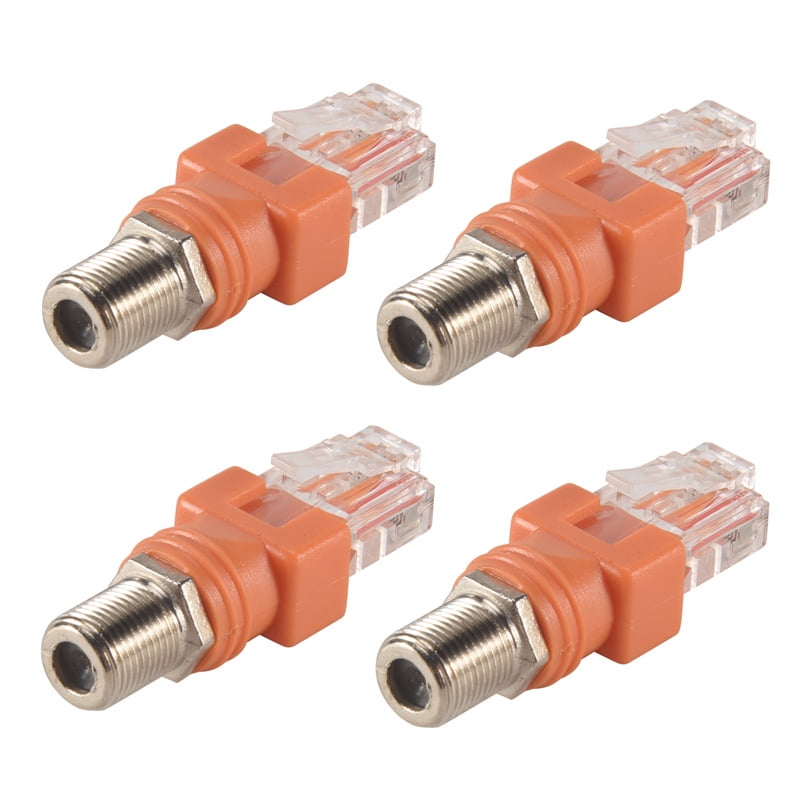 Coaxial to ethernet adapter 4 pack coax rf f female to rj45 male
