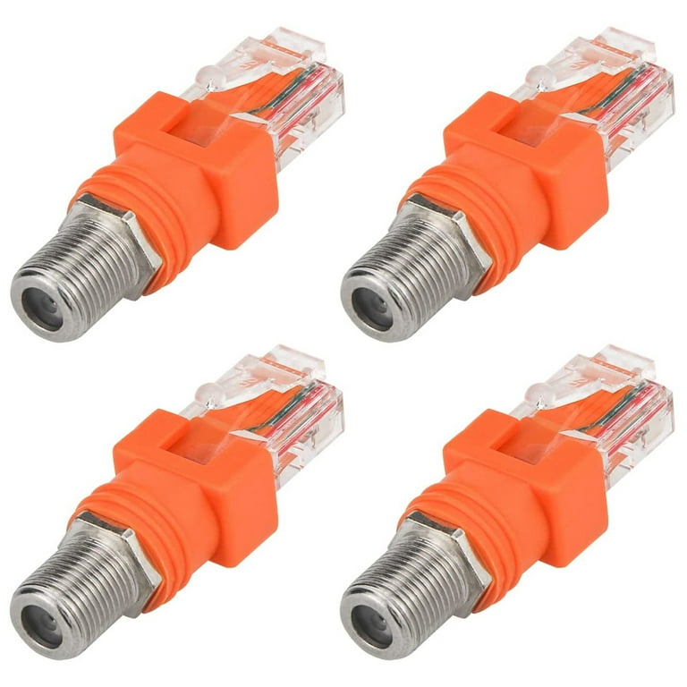 Coaxial to Ethernet Adapter, 4 Pack Coax RF F Female to RJ45 Male Converter  for Line Tester 