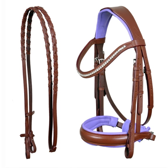 Cob English All-Purpose Pleasure Brown Padded Leather Bridle Reins 803HI03PR-C