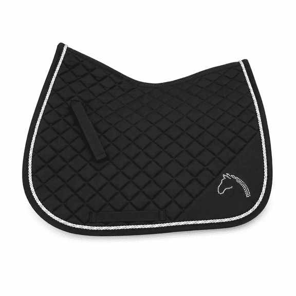 Cob English Black All-Purpose Quilted Trail Riding Saddle Pad Rhinestones 7264