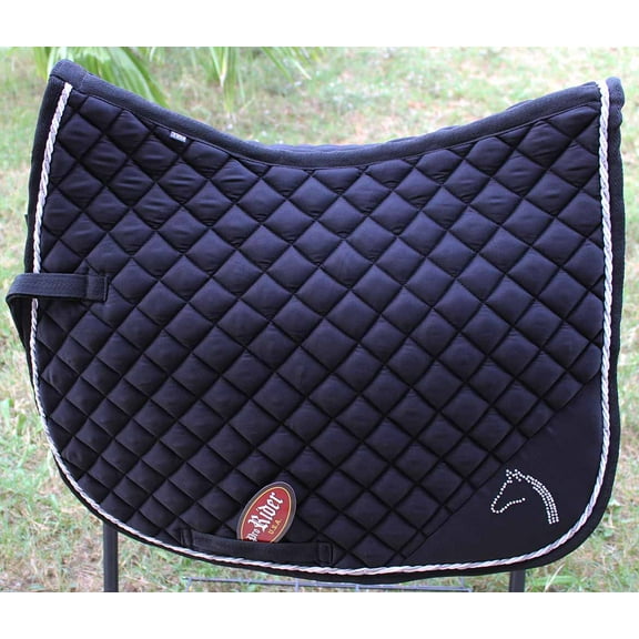 Cob English Black All-Purpose Quilted Trail Riding Saddle Pad Rhinestones 7264