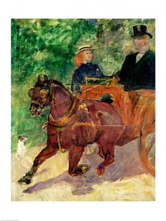 Cob Harnessed to a Cart 1900 Canvas Art - Henri de Toulouse-Lautrec (24 x 36)