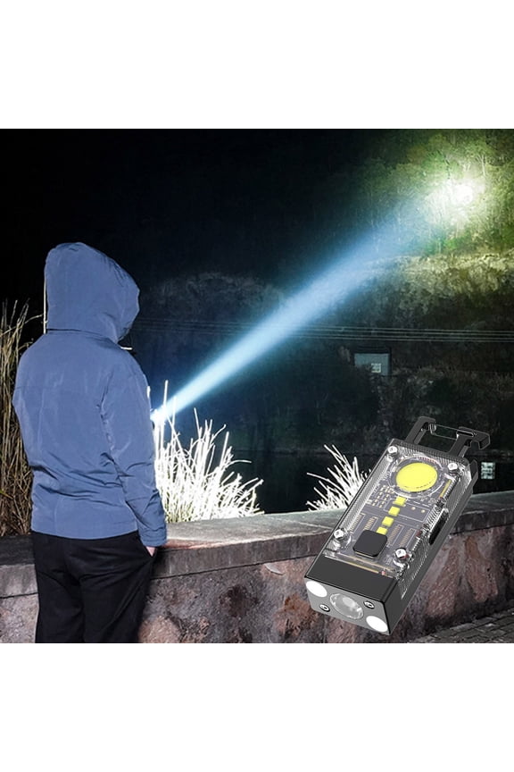 Cob Keychain Work Light, Solar Rechargeable Shine with Magnetic Base & Bottle Opener, Portable Emergency Lamp Task Light for Camping, Vehicle Repair, and Everyday Carry