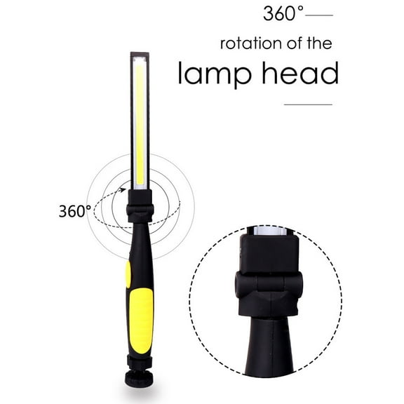 ULTNICE Work Light Rechargeable Flashlight Torch Yellow ABS for Camping Women 1Set