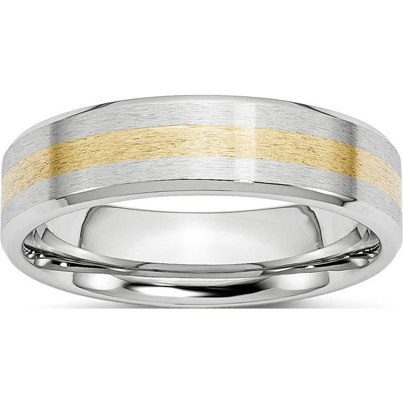Cobalt/14K Cobalt 14K Gold Inlay Satin And Polished 6mm Band (Size 10) Made In China cc52-10