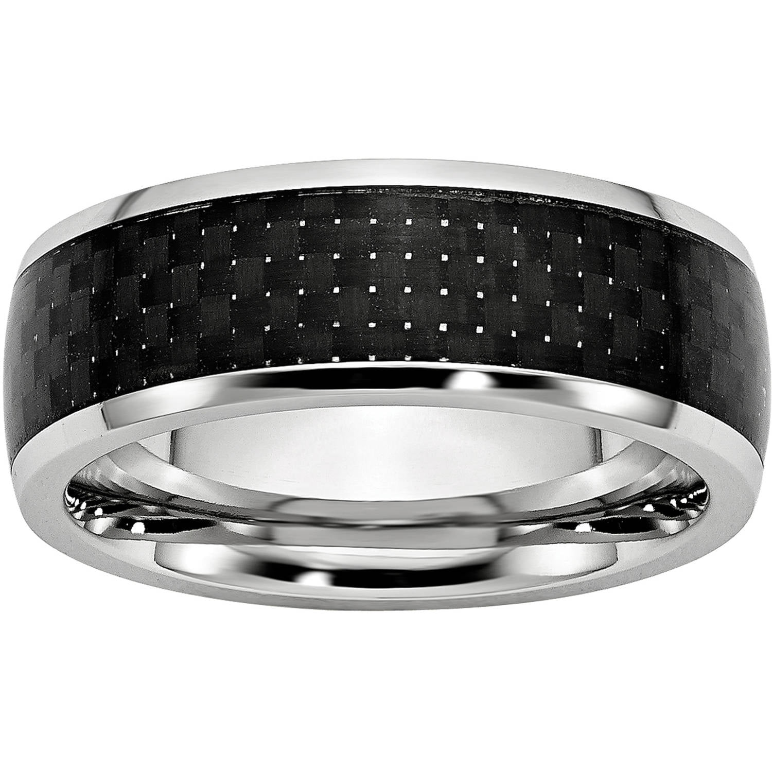 Cobalt Black Carbon Fiber Inlay Polished Band, 8mm