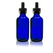 Cobalt Blue 2oz Dropper Bottle 60ml Pack of 2 - Glass Tincture Bottles with Eye Droppers for Essential Oils & More Liquids - Leakproof Travel Bottles