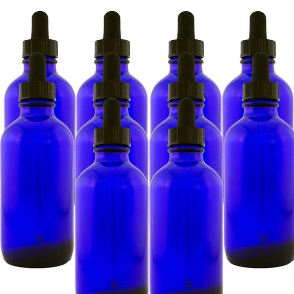 Cobalt Blue 4oz Dropper Bottle (120ml) Pack of 10 - Glass Tincture Bottles with Eye Droppers for Essential Oils & More Liquids - Leakproof Travel Bottles