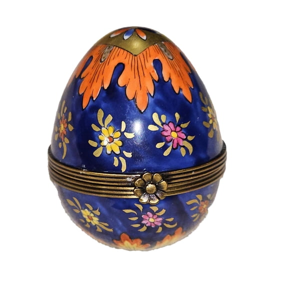 Snazzy Colorful Cobalt Blue Egg by Limoges Boutique Limoges Box Porcelain Figurine