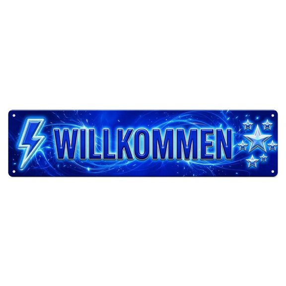 Cobalt Blue Electric Vibrant Welcome Vintage Metal Tin Sign Plaque Wall Decor for Cafe, Club, Garden Metal Poster 4x16Inch