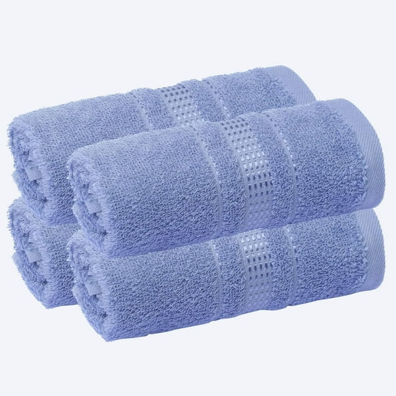 Cobalt Blue Fingertip Towels 4-Pack, 100% Turkish Cotton, Compact 12 X 18 in for Face and Body, Soft, Absorbent & Quick-Drying