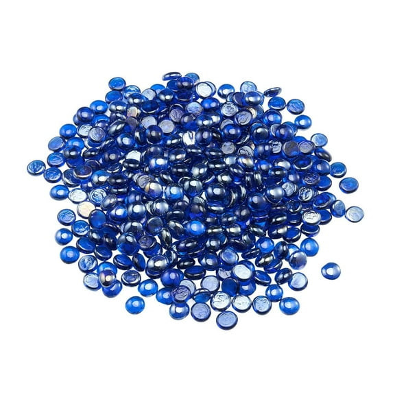 Cobalt Blue Fire Glass Beads,20LBS Reflective Fire Pit Rocks for Fireplace&Fire Table,High-Temperature Resistant Smokeless Landscaping Stones