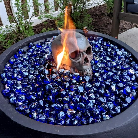 Cobalt Blue Fire Glass Diamonds, 1 Inch Reflective Tempered Fire Glass Rocks for Outdoor Fire Pit, Fireplace and Fire Pit Table, 20 Pounds