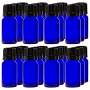 Cobalt Blue Glass Bottle - 10 ml 1/3 fl oz w/ Euro Dropper & Tamper-Evident Cap - Pack of 24