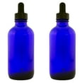 thumbnail image 1 of Cobalt Blue Glass Bottle - 4 fl oz w/ Glass Dropper - Pack of 2, 1 of 3