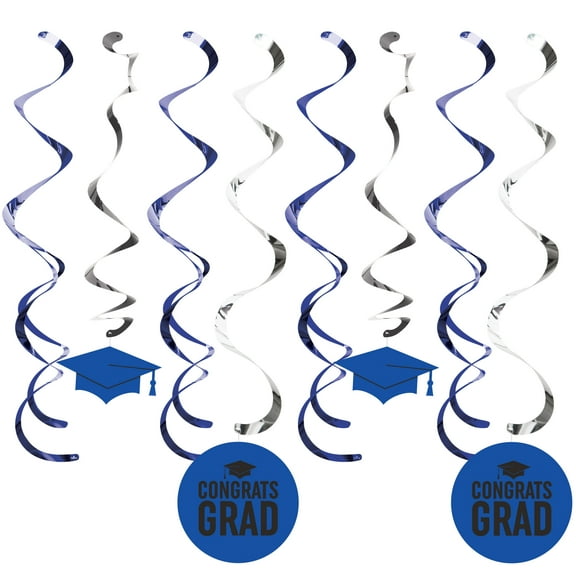 Cobalt Blue Graduation Dizzy Danglers, 8 pk