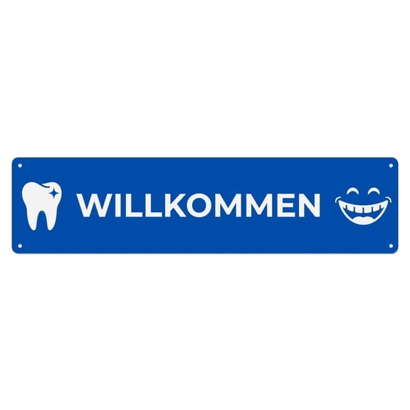Cobalt Blue Modern Dental Clinic Welcome Vintage Metal Tin Sign Plaque Wall Decor for Cafe, Club, Garden Metal Poster 4x16Inch