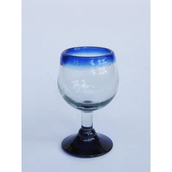 Cobalt Blue Rim 2.5 oz Stemmed Tequila Sippers (set of 6), Recycled Glass, Lead-free, Toxin-Free$$Home Decor, Kitchen, & Other