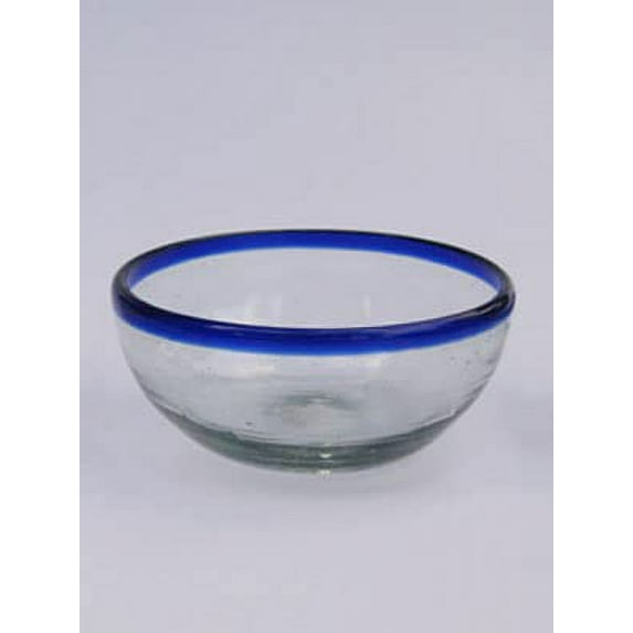 Cobalt Blue Rim Three Sizes Snack Bowls (set of 3), Recycled Glass, Lead-free, Toxin-Free