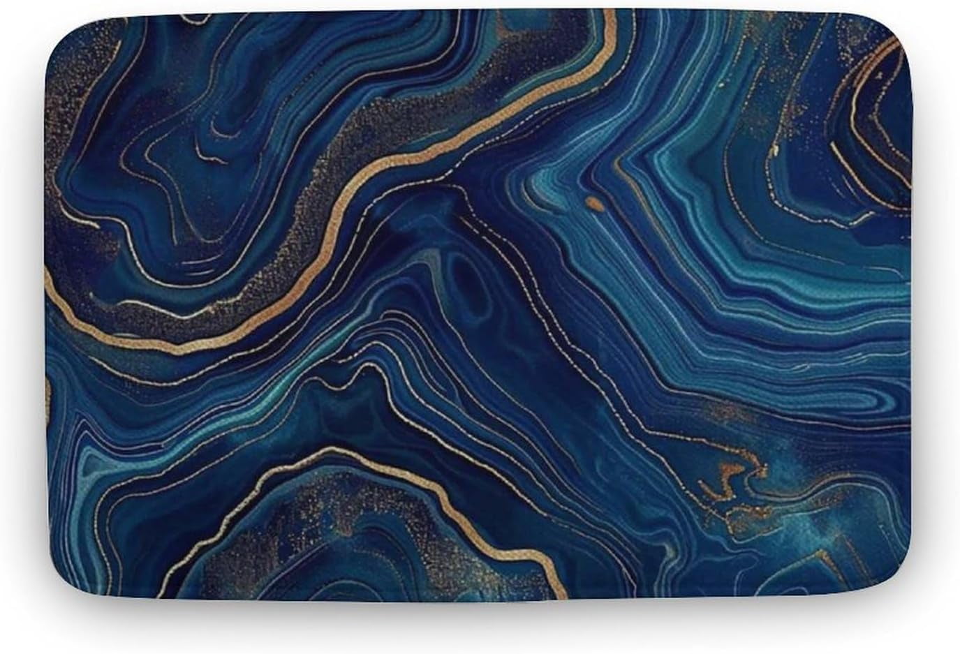 Cobalt Blue Rugs Blue Agate with Golden Veins Area Rug Indigo Azure and ...