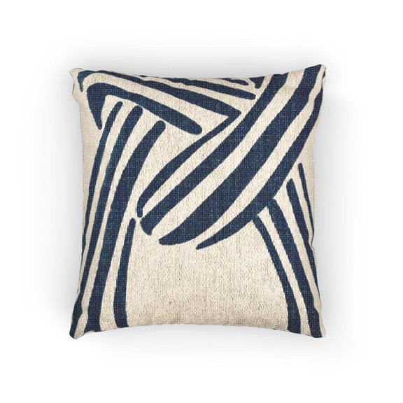 Cobalt Blue and Cream Interlaced Stripe Knot Woven Pillow, 17 x 18 in, Chair Accent