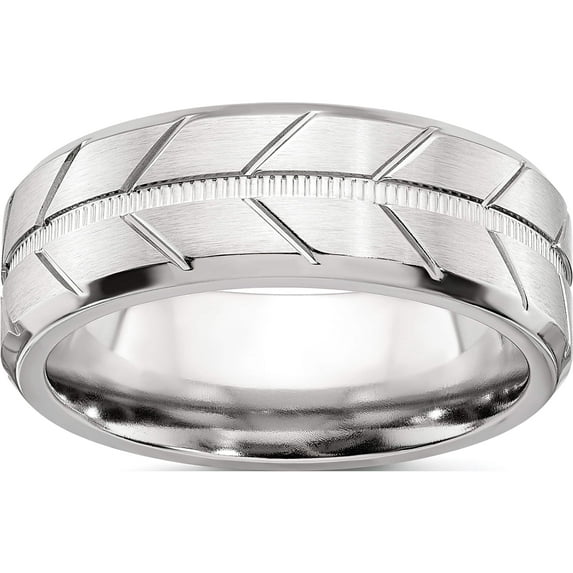 Cobalt Brushed And Polished Beveled 8mm Band (Size 9.5) Made In China cc62-9.5