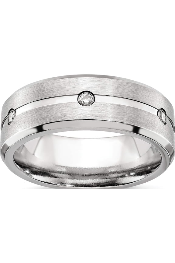 Cobalt Brushed And Polished With Cz Beveled 8mm Band (Size 10.5) Made In China cc60-10.5