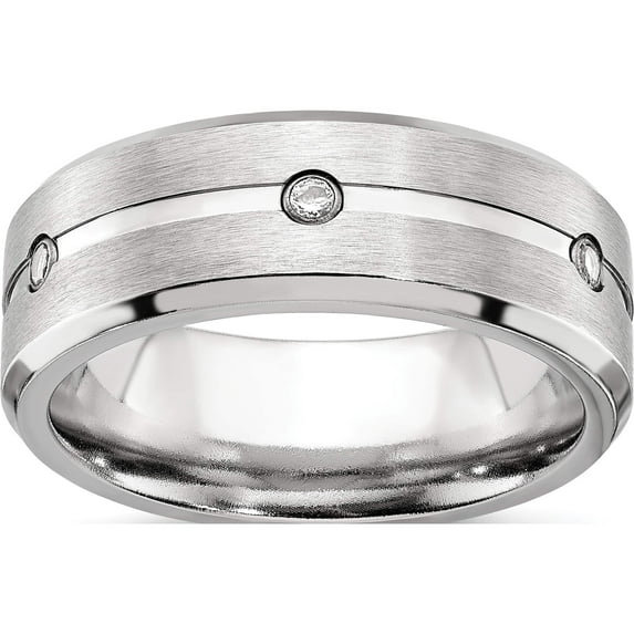 Cobalt Brushed And Polished With Cz Beveled 8mm Band (Size 11.5) Made In China cc60-11.5