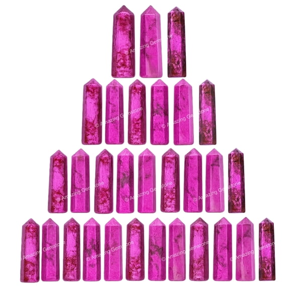 Cobalt Calcite Crystal Points Bulk 3 Pcs, Hexagonal Healing Point