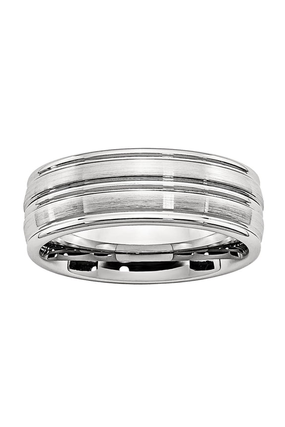Cobalt Chrome 8mm Comfort Fit Center & Outer Row Ribbed Band
