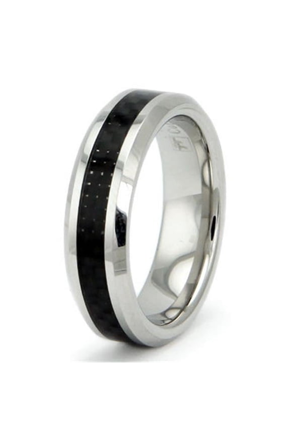 Cobalt Chrome Ring with Black Carbon Fiber Inlay - Size 10