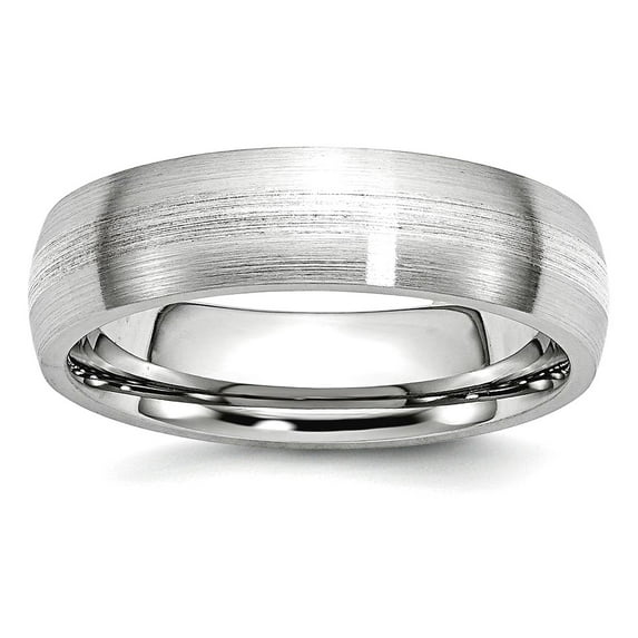 Cobalt Chromium 925 Sterling Silver Inlay Satin 6mm Band Ring Size 7.5 Ring for Women and Men