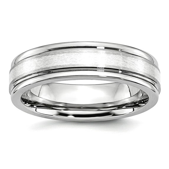 Cobalt Chromium 925 Sterling Silver Polished Rounded Edge Inlay Satin Polish 6mm Band Ring Size 11.5 Ring for Women and