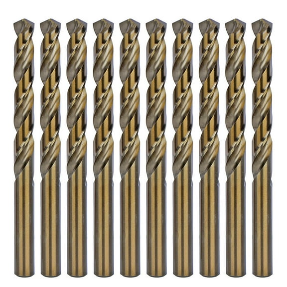 Cobalt Drill Bit 10Pcs 7/16 in. HSS Co M35 Jobber Length Twist Drill Steel Metal