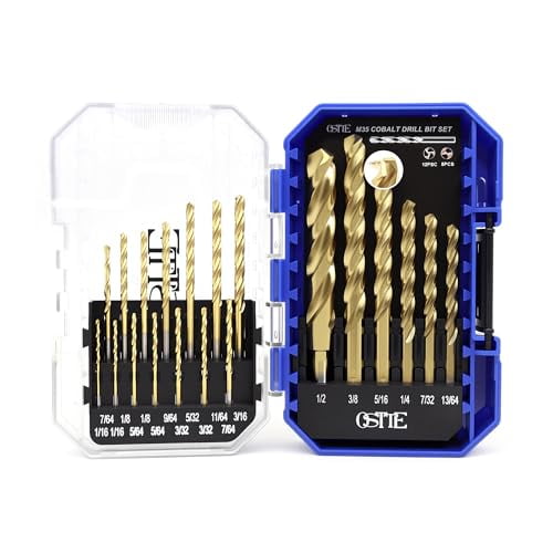 Cobalt Drill Bit Set 20 Piece(1/16"-1/2"), M35 Metal Drill Bits for Steel, Hardened Metal, Cast Iron & Alloy, 3-Flute, TiN Coated, 125 Split Point, 3-Flat Shank, with Indexed Storage Case