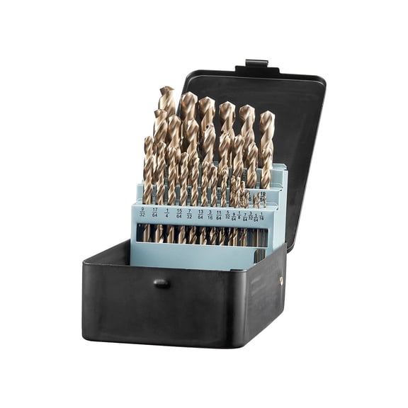 Cobalt Drill Bit Set 29 Pcs, M35 High Speed Steel Drill Bits for Metal, Wood, Stainless Steel - Professional & DIY Drilling