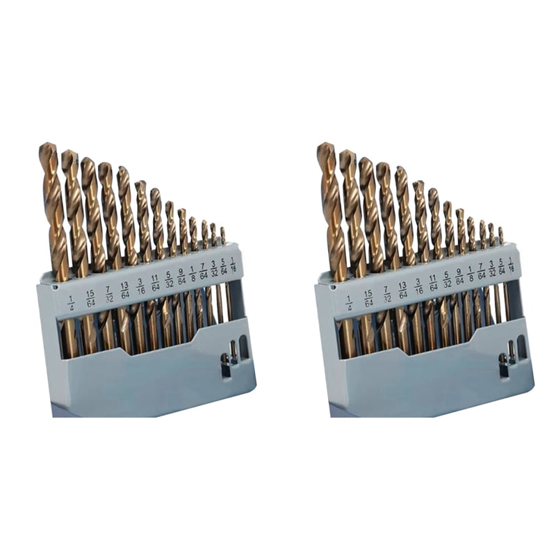 Cobalt Drill Bits Set M35 High Speed Steel Twist Jobber Length for Hardened Metal, Stainless Steel, Cast Iron (26Pcs)