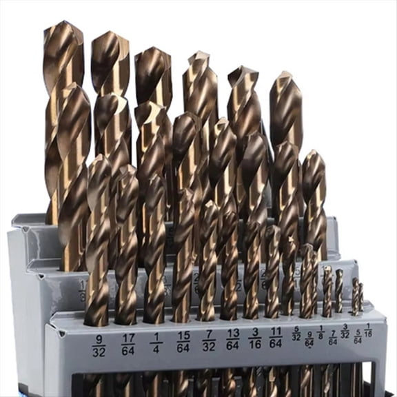 Cobalt Drill Bits Set M35 High Speed Steel Twist Jobber Length for Hardened Metal, Stainless Steel, Cast Iron (29Pcs)
